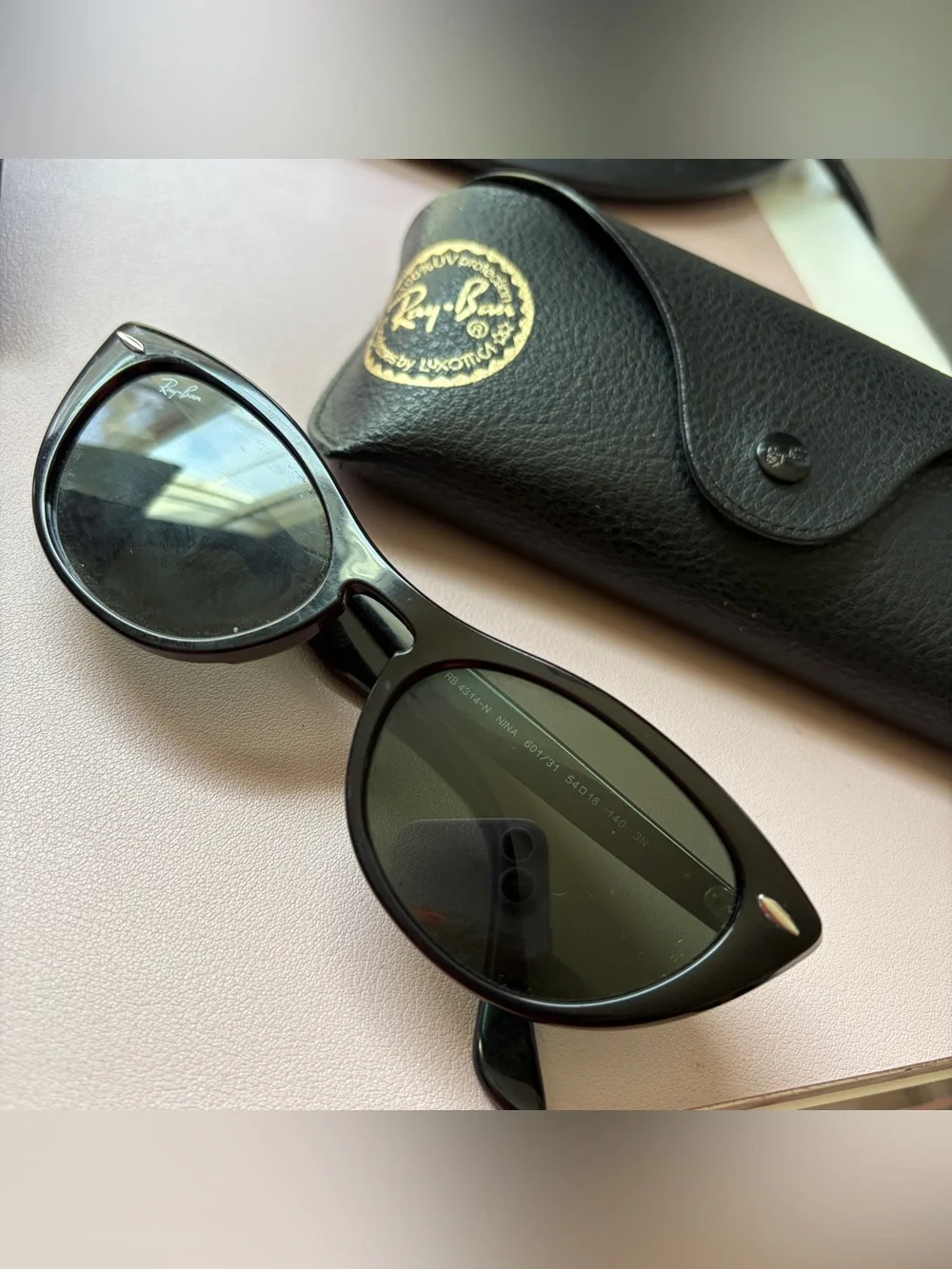 Ray-Ban Nina Black Cat Eye Sunglasses with Case